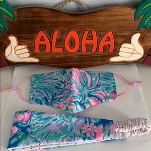 Lilly Pulitzer face mask and headband